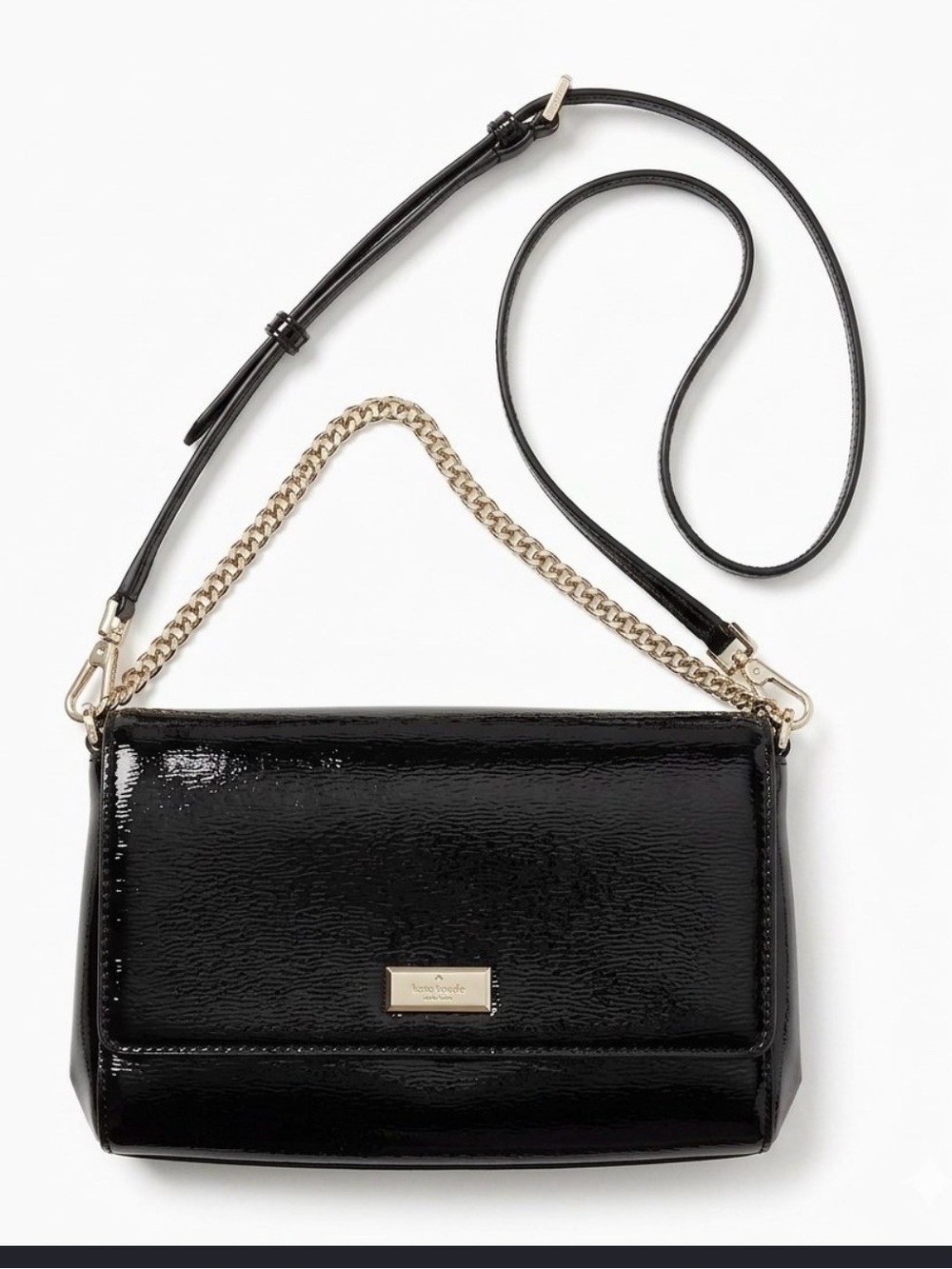 Kate Spade Black Leather Crossbody with Gold Chain Accent